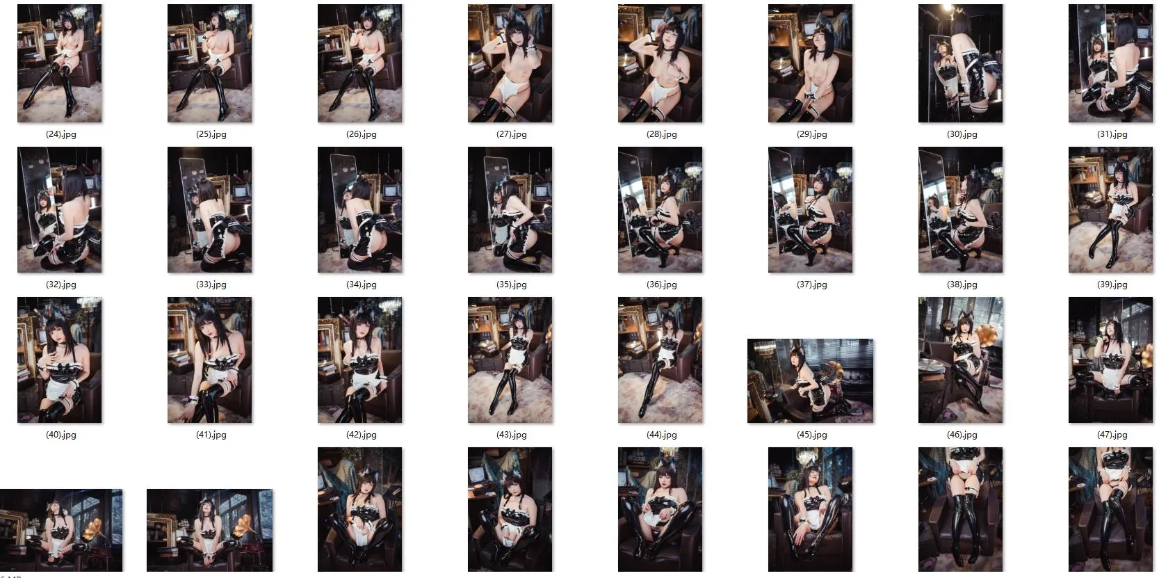 【乳首に絆創膏×猫耳ラバーメイド コスROM】★8K★Coser-QIUHEKEJI No.140 猫メイド　55P1V