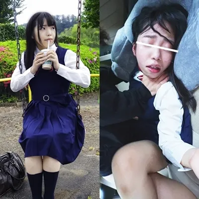 【JC拉致レイプ】ちいさい制ふく女　子が目に入ったのでラチ…ちいさい喉マ●コに巨根イラマで涙目・泥まみれで剛毛マ●コに**引挿入し無慈悲種付け