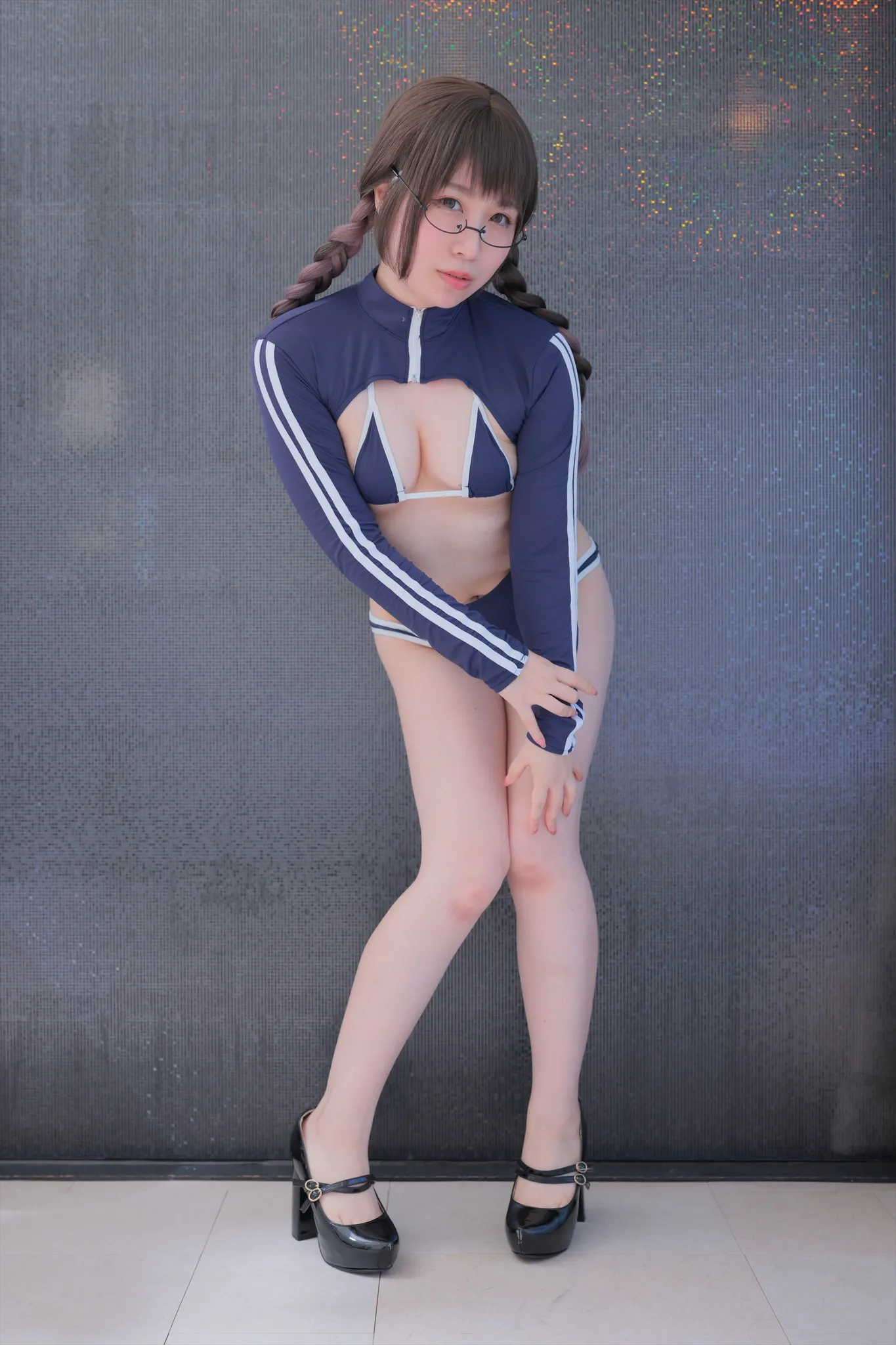 【深沢アユム】蒼色水着【逆ジャージ眼鏡女子】