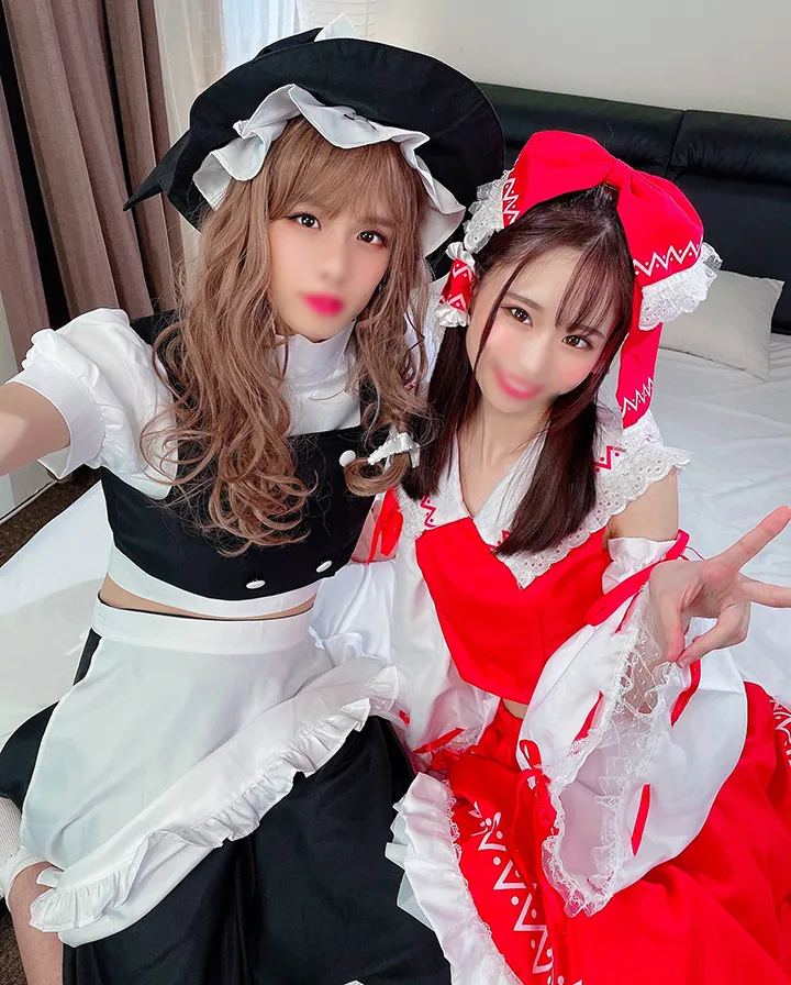 【東方project魔理沙♂×霊夢同人AV】【顔出し】女装×オタク学生レイヤー　肋骨浮くくらいガリガリ華奢なカラダ。敏感すぎて腰ガクガクハメ撮り動画流出　【個人撮影】