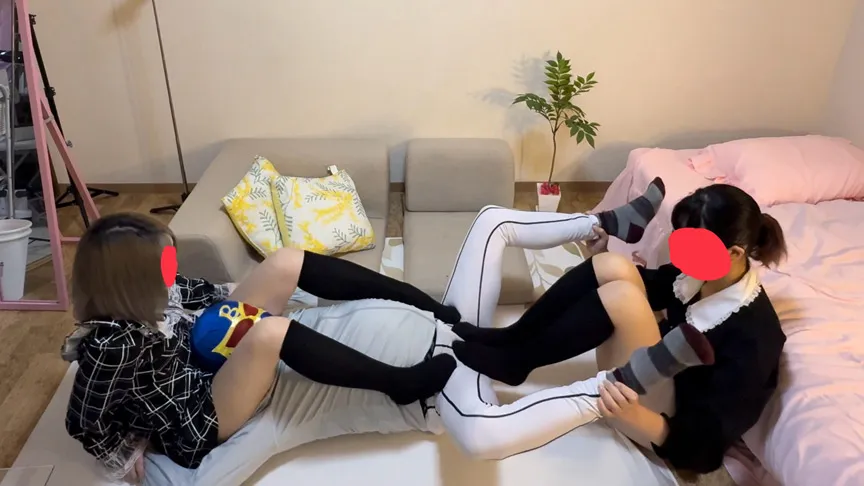 2人の地雷系長身美女達のおもちゃにされる！完全敗北電気アンマで逝かされまくる