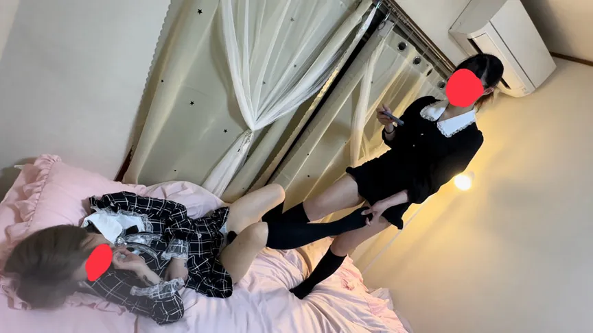 長身スレンダー地雷系美女同士のレズ電気アンマ逝かせあい遊び