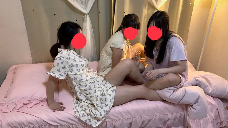 みーなちゃんの反撃！寝てるららちゃんとキキちゃんに電気アンマの不意打ち！マッサージ器と鼠径部くすぐり