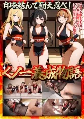 【くノ一養成物語】①エロ忍具で3人同時に「水遁潮飛ばしの術」を炸裂！？②敏感乳首を克服する為、乳首を弄りながらハメまくる！！③デカパイくノ一をクリ責めで苛め倒し！！④全身性感帯の弱々くノ一が忍具＆肉棒でイキまくり！！【妄想エロマン♯すみれ＆りか＆なるみ】