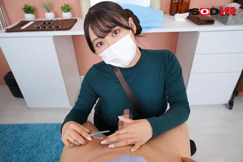 【姫咲はな】【VR】格安カットの理髪店にいた巨乳マスク美人が好きなだけ射精させてくれる。