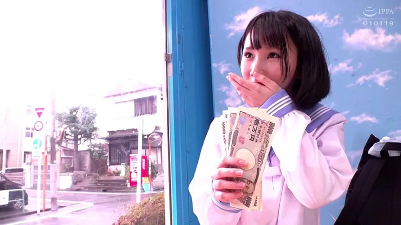 【由良かな】【JK】1cm1万円のギリギリディルドチャレンジ！先っちょだけのつもりが極太ディルドに性欲を刺激され思わず膣奥までズボっと挿入！そしておま○こを押し広げられる人生初の快感に発情腰ふり潮！潮！～マジックミラー号撮って出し！～