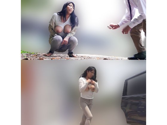 【1m超えIカップ】いやらしい爆乳を晒して人妻を露出調教した【個撮】